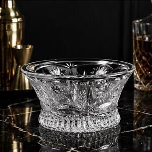 Lausitzer Bowl 24% Lead Crystal Dish Etched Glass Frosted Candy Flower Vintage